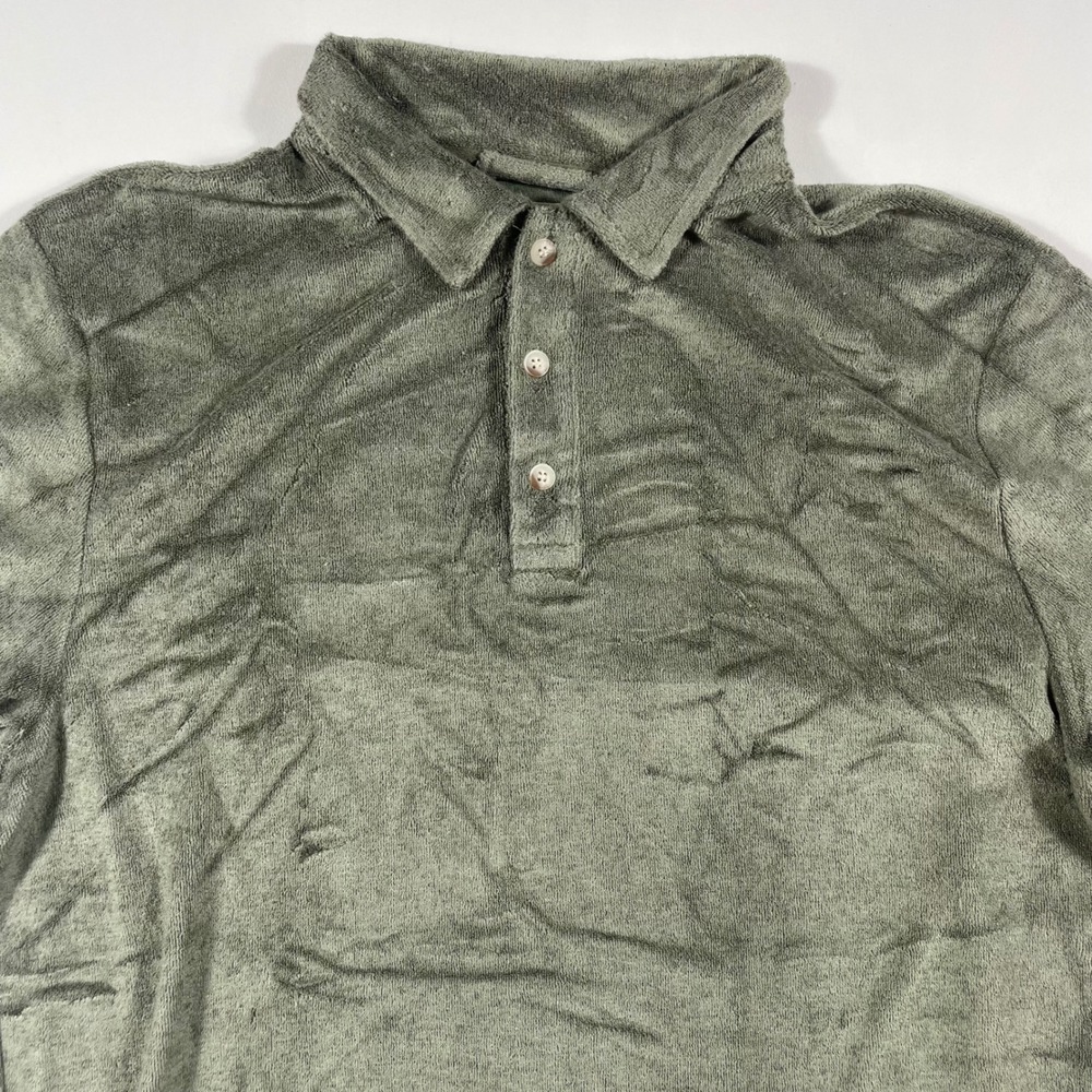 Marine Layer Polo Shirt Mens Medium Terry Cloth Short Sleeve Performance Green